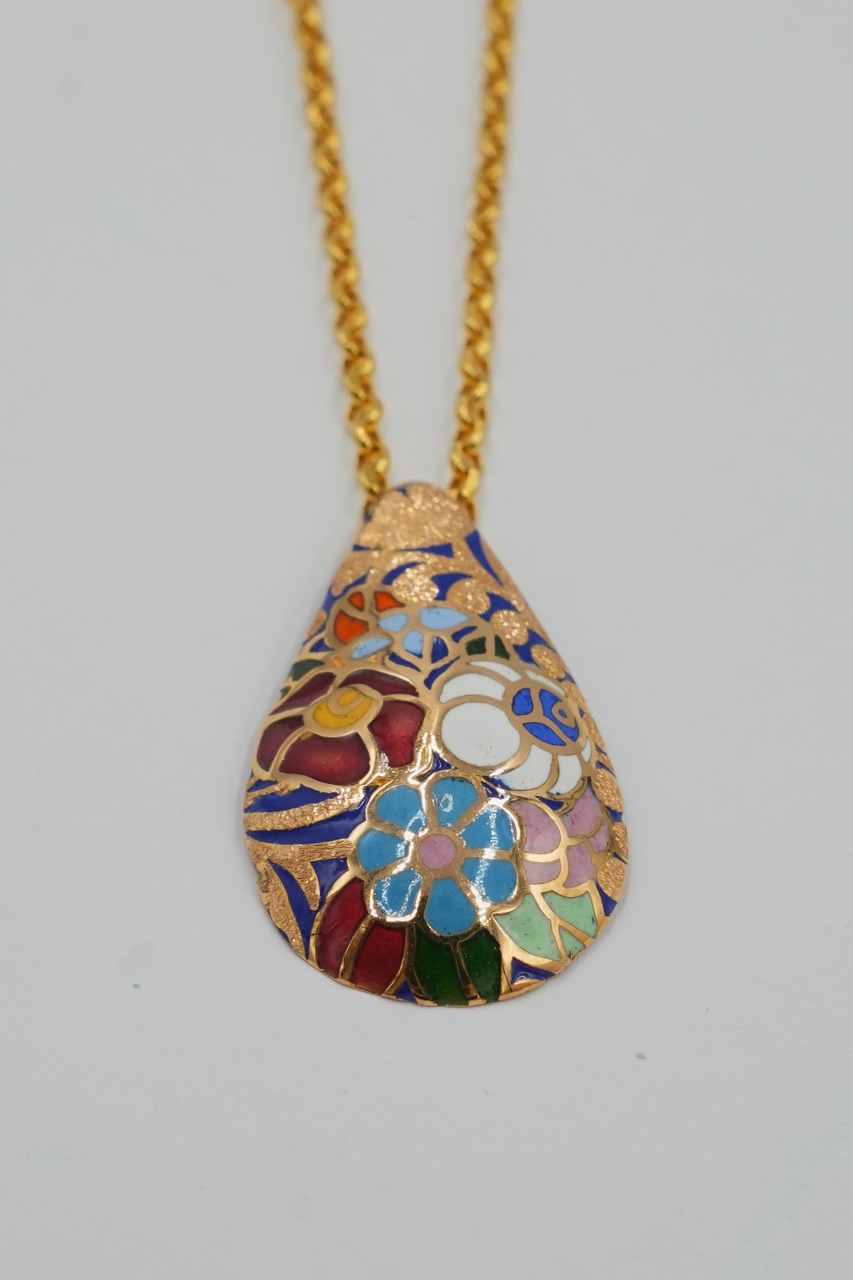The Mosaic Teardrop Meena Pendent