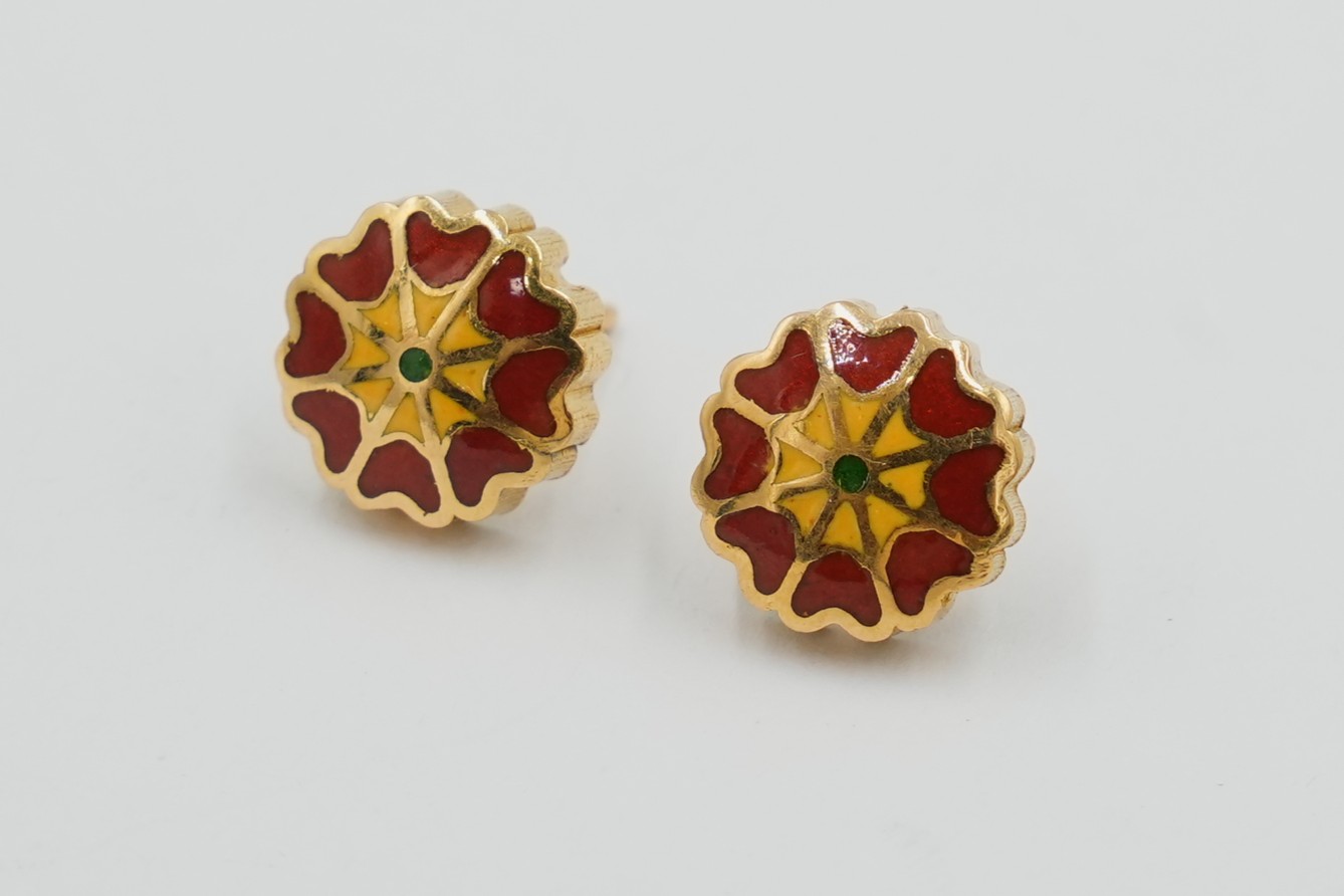 Crimson Blossom Meena Studs