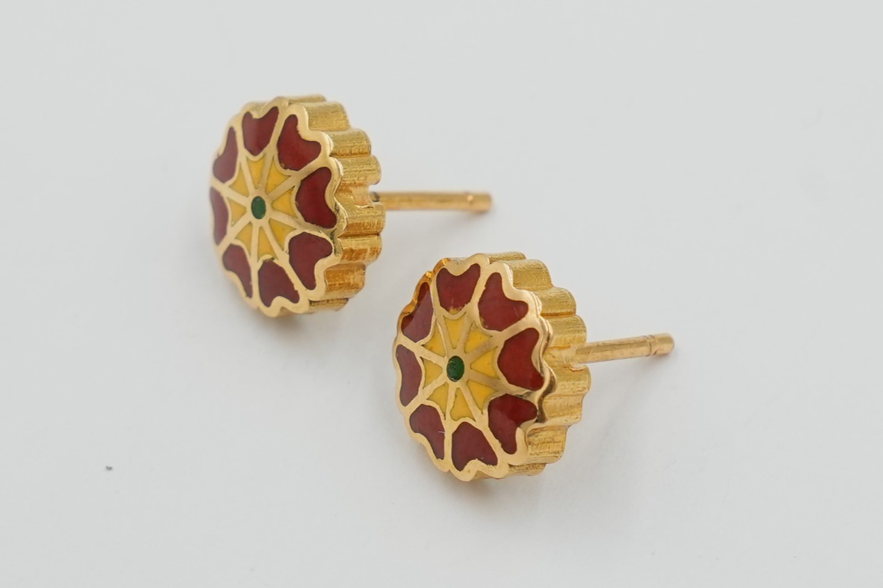 Crimson Blossom Meena Studs