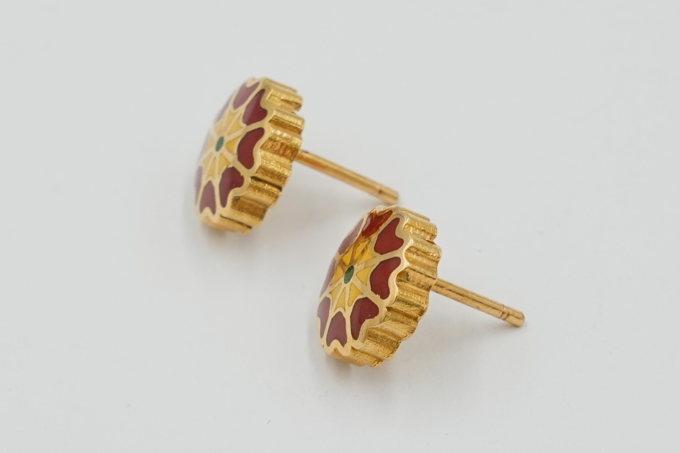 Crimson Blossom Meena Studs
