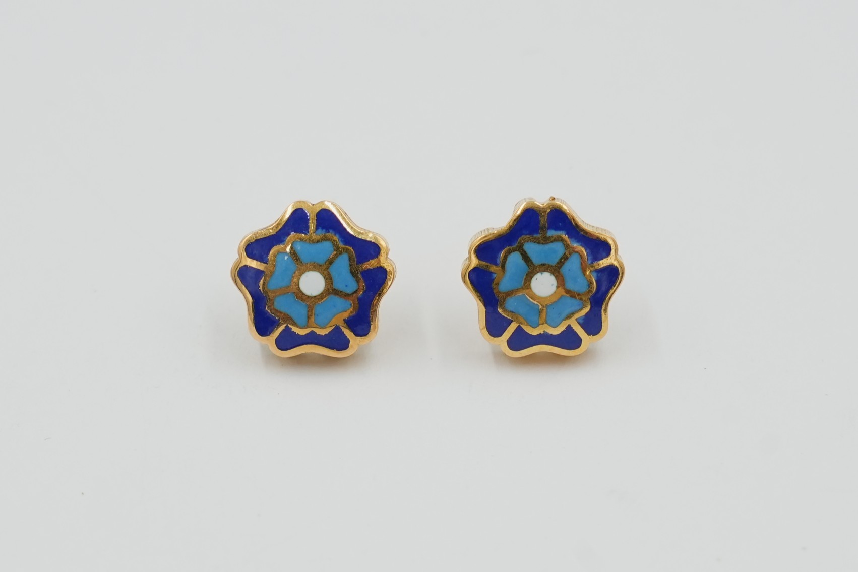 Azure Bloom Meena Stud Earrings