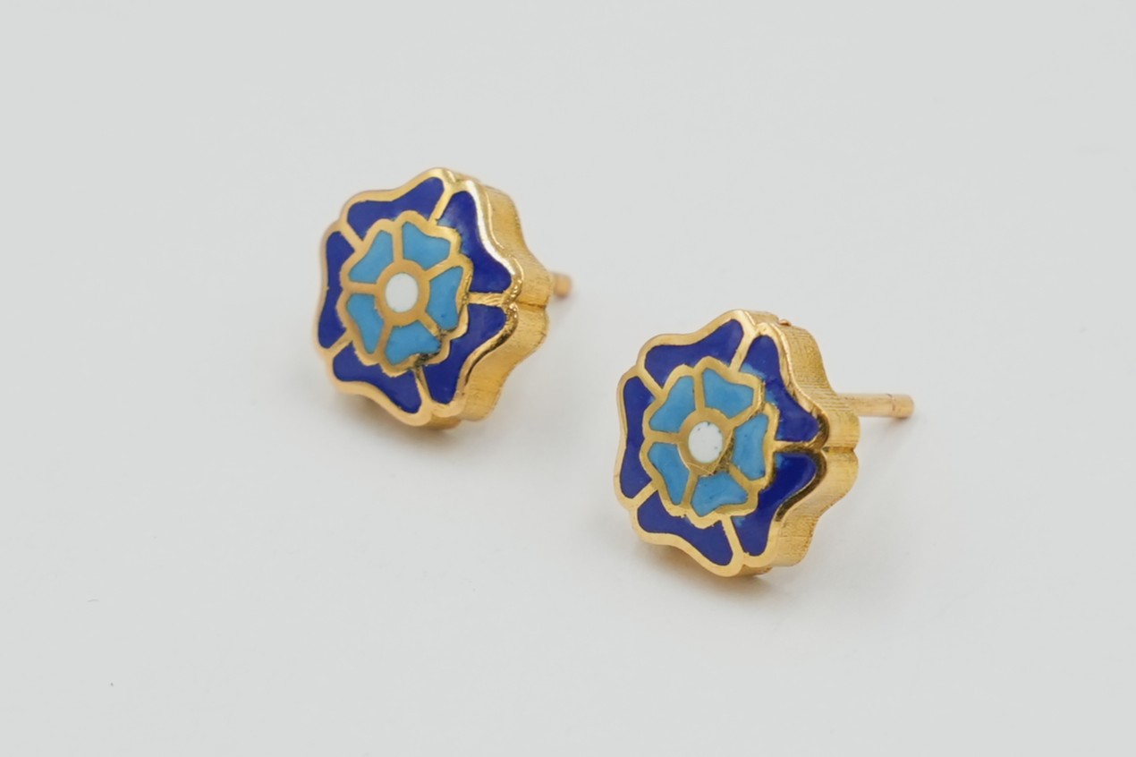 Azure Bloom Meena Stud Earrings