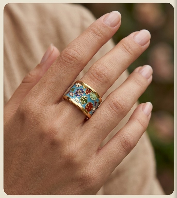 خاتم تراث المينا الازرق 