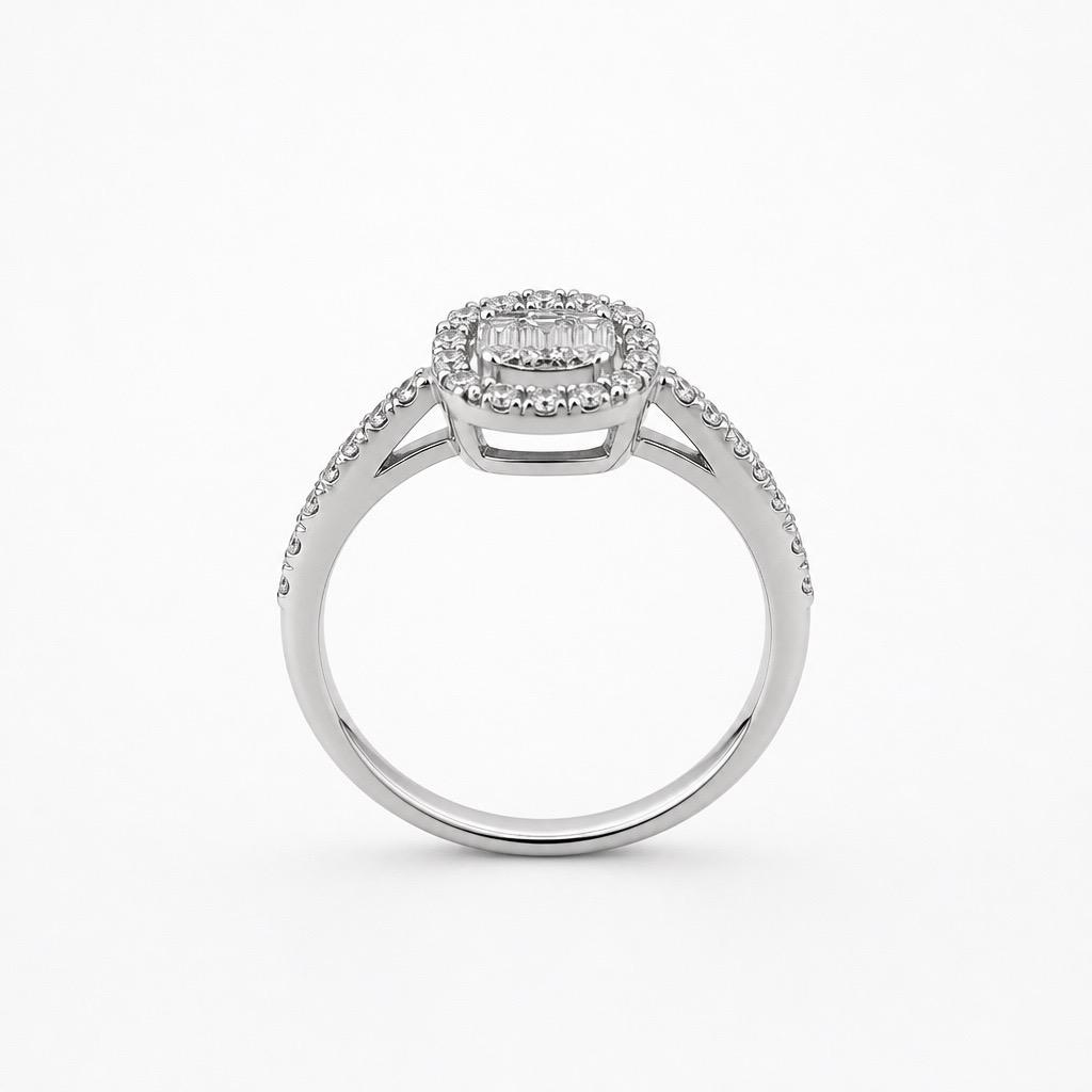 The Avery Baguette & Round Diamond Halo Ring