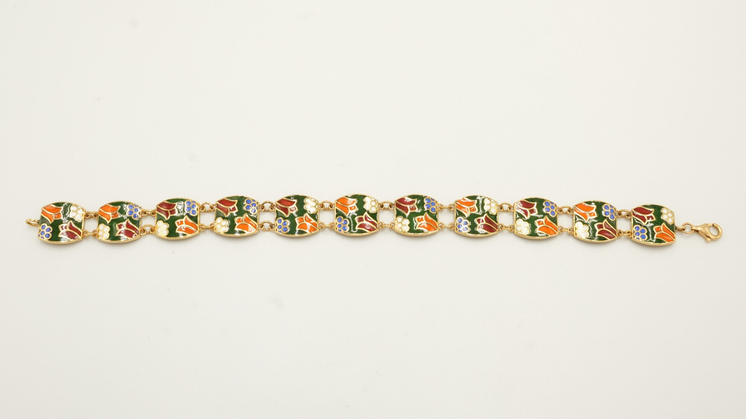 اسوارة مينا ذهب عيار 21 - بزخرفة زهور خضراء