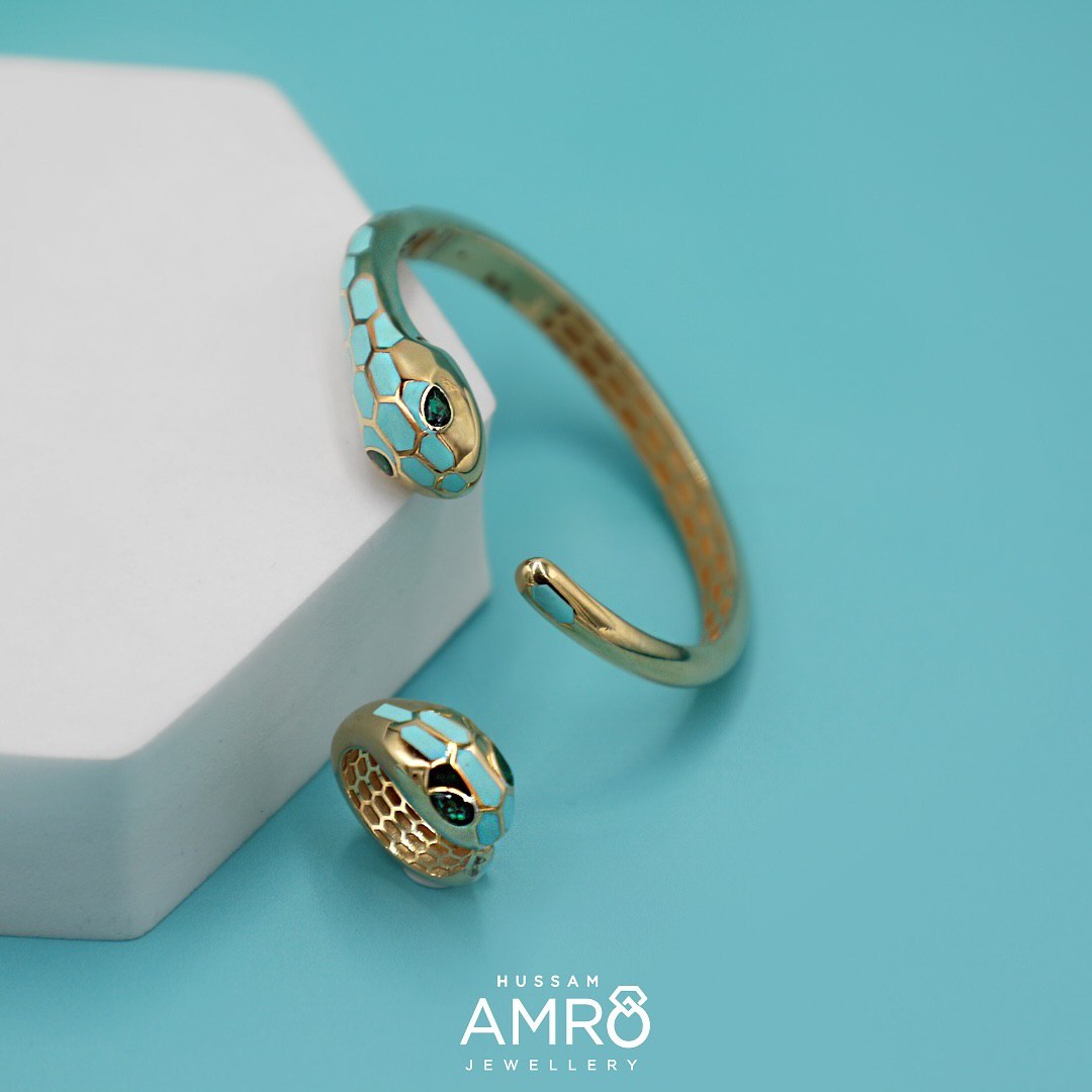 Gold bracelet & ring - meena